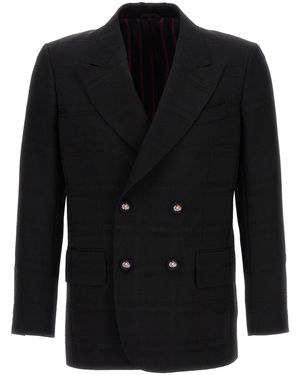 Etro Check Double-breasted Blazer - Black