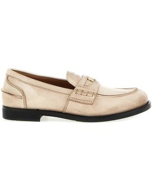 Miu Miu Waxed Leather Loafers - Natural