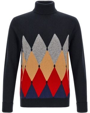 Ballantyne Rollkragenpullover Mit Intarsienmuster 'Classic Diamond' - Rot