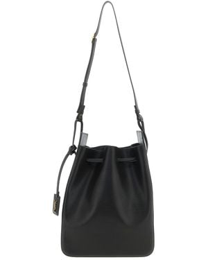Saint Laurent Large Leather Bucket Bag - Black