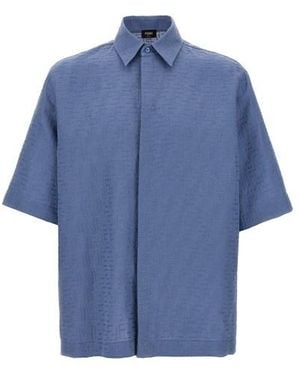 Fendi Camicia Jacquard Ff - Blu