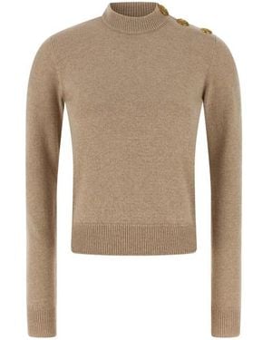 Balmain Eco-cashmere Button Sweater - Brown