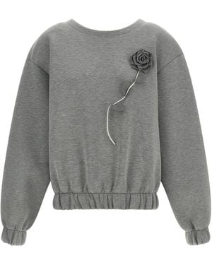 GIUSEPPE DI MORABITO Sweatshirt With Removable Floral Appliqué - Grey