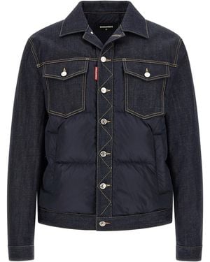DSquared² Padded 'hybrid' Trucker Jacket - Blue