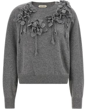 Alberta Ferretti Pullover Mit Blumenstickerei - Grau