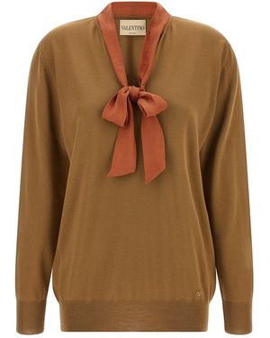 Valentino Garavani Lavallière Collar Jumper - Brown