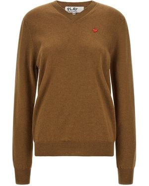 COMME DES GARÇONS PLAY Camel 'Heart Patch' Jumper - Brown
