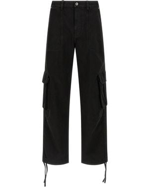 Loewe Cargo Trousers With Embossed Leather Patch - Black