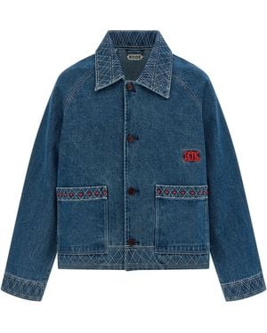 Bode Embroidery Denim Jacket - Blue