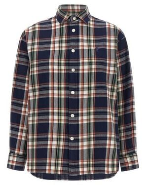 Polo Ralph Lauren Camicia A Quadri Con Ricamo Logo - Grigio