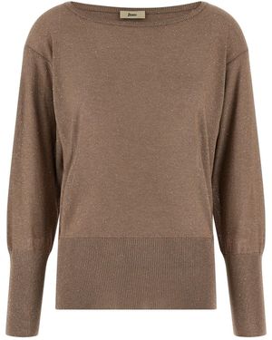 Herno Lamé And Sequin Yarn Jumper - Brown