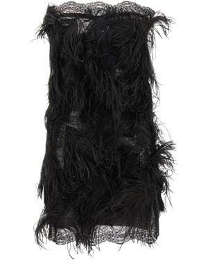 The Attico Lace And Feather Dress - Black