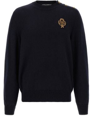 Dolce & Gabbana Pullover Mit Gesticktem Wappen - Blau