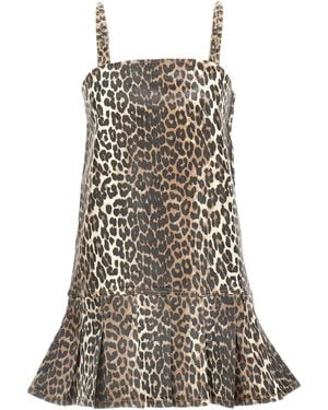 Ganni Dress With Animal Pattern - Brown
