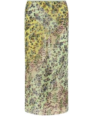 Dries Van Noten Gonna Patchwork Floreale - Verde