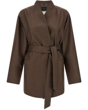 Kiton Wrap-Closure Blazer - Brown