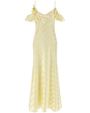 Self-Portrait 'satin Striped' Long Dress - Yellow