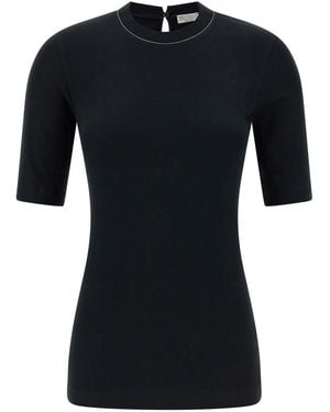 Brunello Cucinelli 'Shiny Collar' Top - Black