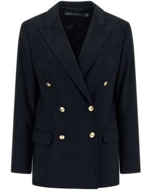 Polo Ralph Lauren Wool Blazer With-Tone Buttons - Black