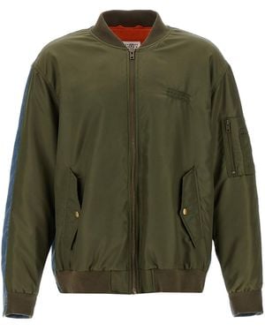 MM6 by Maison Margiela Bimaterial Bomber Jacket - Green