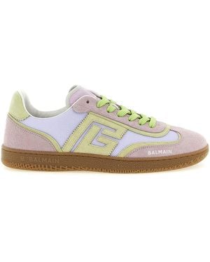 Balmain Low-Top Trainers With Suede Monogram - Multicolour
