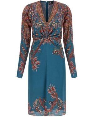 Etro Floral Printed Dress - Blue