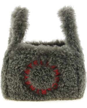 Stella McCartney Stella Logo Shearling Shoulder Bag - Grey