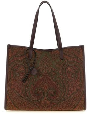 Etro Shopping Bag With Jacquard Paisley Motif - Brown