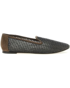 Brunello Cucinelli 'embroidery' Mesh Loafers - Black