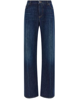 Dolce & Gabbana Stretched Pleated Trompe L'oeil Jeans - Blue