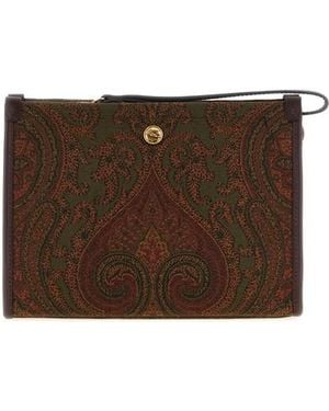 Etro Pouch Jacquard Media - Marrone