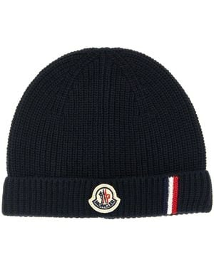 Moncler Mütze Aus Rippstrick - Blau