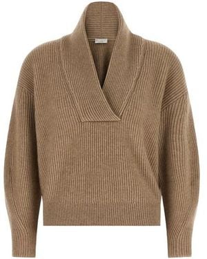 Brunello Cucinelli Maglia Costa Inglese - Marrone