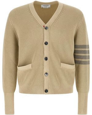 Thom Browne Garment Dyed-Bar Cardigan - Natural
