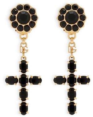 Dolce & Gabbana Orecchini Pendente A Croce - Nero