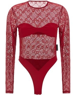 Marine Serre 'moonogram' Bodysuit - Red