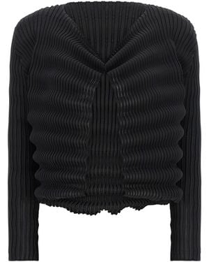 Issey Miyake 'spring Pleats' Cardigan - Black