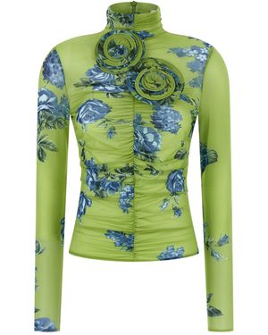 Magda Butrym 15' Slim Fit Floral Print Top - Green