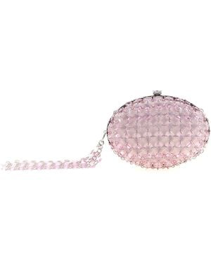 Self-Portrait Clutch 'Oval Crystal Chain' - Pink