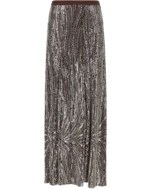 Rabanne Sequin And Pearl Skirt - Brown
