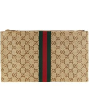 Gucci Großer Beutel "Web" - Grau