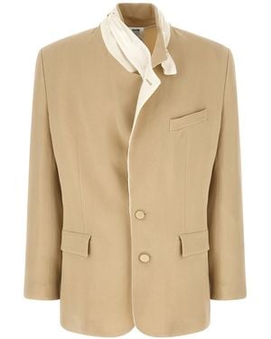 Magliano Blazer With Integrated Scarf Collar - Natural