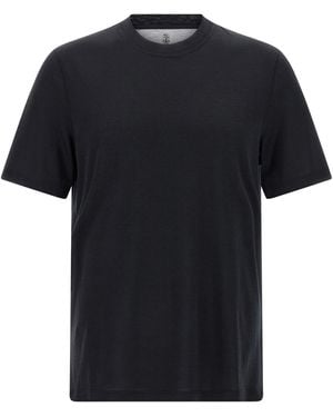 Brunello Cucinelli T-Shirt Aus Seide - Schwarz