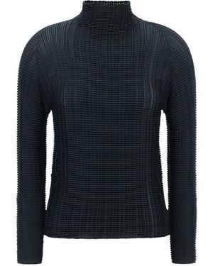 Issey Miyake Bluse "Wooly Pleats-68" - Schwarz