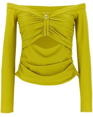 Self-Portrait 'chartreuse Jersey Off Shoulder' Top - Yellow