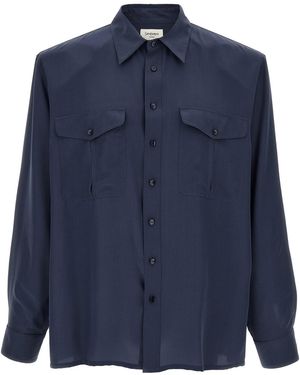 Saint Laurent Viscose And Silk Shirt - Blue