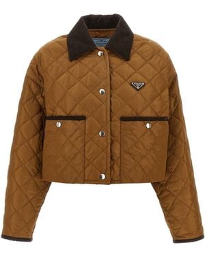 Prada Gesteppte Crop-Jacke - Braun