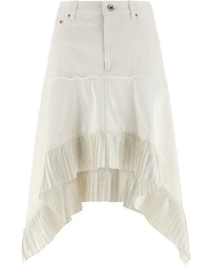 Sacai Satin Denim Skirt - White