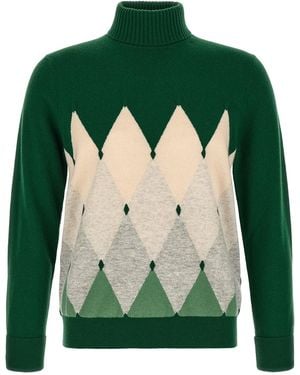Ballantyne Rollkragenpullover Mit Intarsienmuster 'Classic Diamond' - Grün