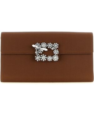 Roger Vivier 'envelope Flap Dragonfly Flow' Clutch - Brown